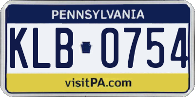 PA license plate KLB0754