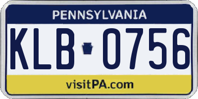 PA license plate KLB0756