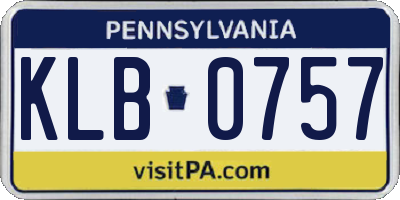 PA license plate KLB0757