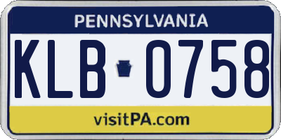 PA license plate KLB0758