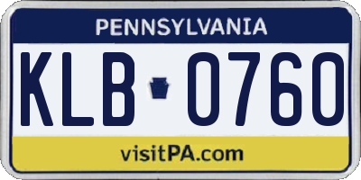 PA license plate KLB0760