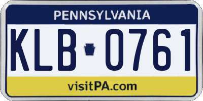 PA license plate KLB0761