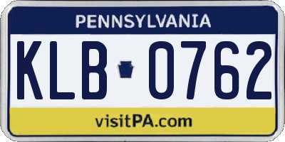 PA license plate KLB0762