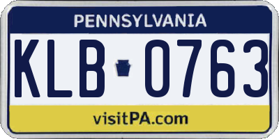 PA license plate KLB0763
