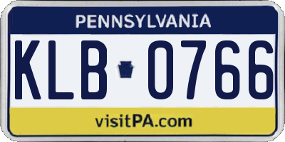 PA license plate KLB0766
