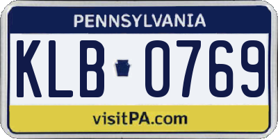 PA license plate KLB0769