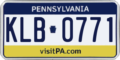 PA license plate KLB0771
