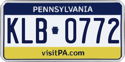 PA license plate KLB0772