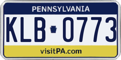 PA license plate KLB0773