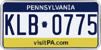 PA license plate KLB0775