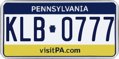 PA license plate KLB0777