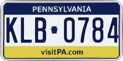 PA license plate KLB0784