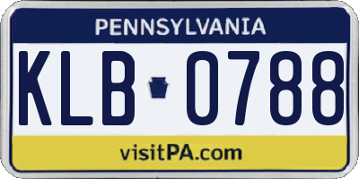 PA license plate KLB0788