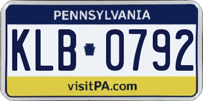 PA license plate KLB0792