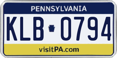 PA license plate KLB0794
