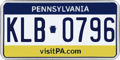 PA license plate KLB0796