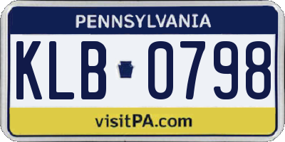 PA license plate KLB0798