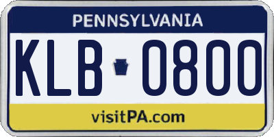 PA license plate KLB0800
