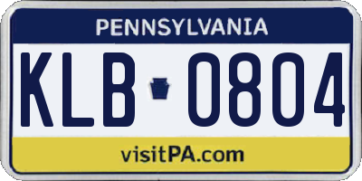 PA license plate KLB0804