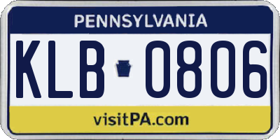 PA license plate KLB0806