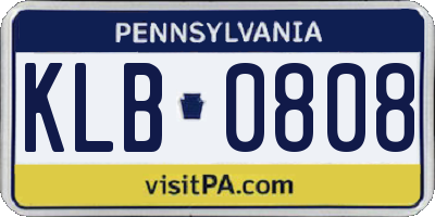PA license plate KLB0808