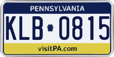 PA license plate KLB0815