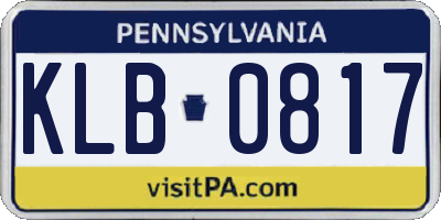 PA license plate KLB0817