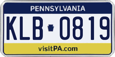 PA license plate KLB0819