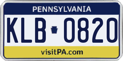 PA license plate KLB0820