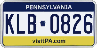 PA license plate KLB0826