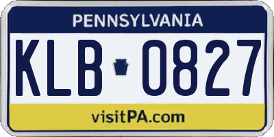PA license plate KLB0827