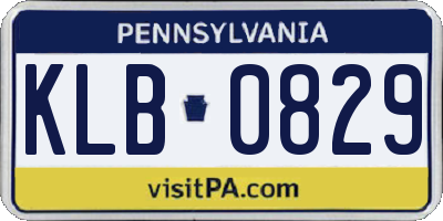 PA license plate KLB0829