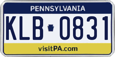 PA license plate KLB0831