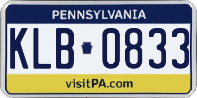PA license plate KLB0833