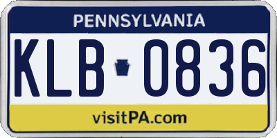 PA license plate KLB0836