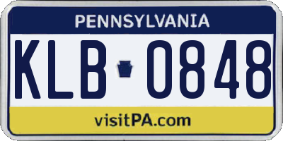 PA license plate KLB0848
