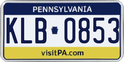 PA license plate KLB0853
