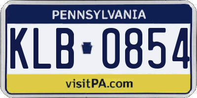 PA license plate KLB0854