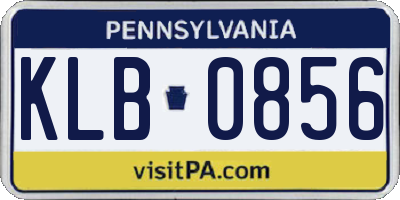 PA license plate KLB0856
