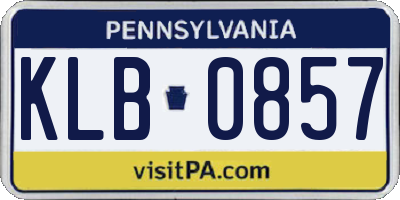 PA license plate KLB0857