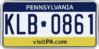 PA license plate KLB0861