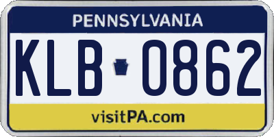 PA license plate KLB0862