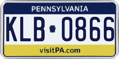PA license plate KLB0866