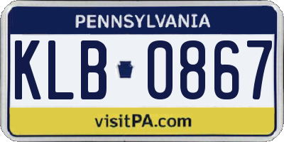PA license plate KLB0867
