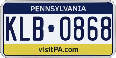 PA license plate KLB0868