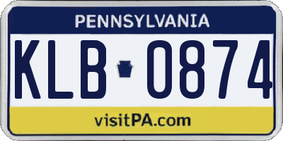 PA license plate KLB0874