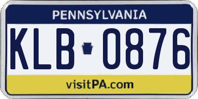 PA license plate KLB0876