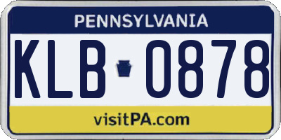 PA license plate KLB0878