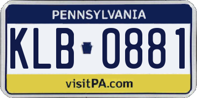 PA license plate KLB0881