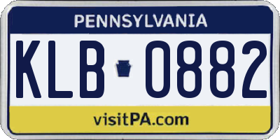 PA license plate KLB0882